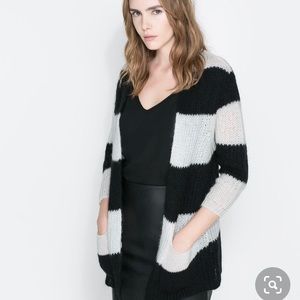 Zara Knit Wide Stripe Cardigan